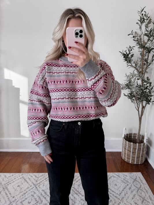 Pink Christmas Fair Isle Sweater