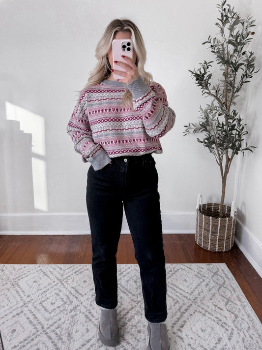 Pink Christmas Fair Isle Sweater