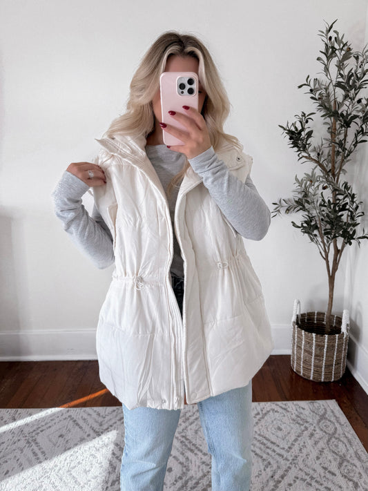 Cup Of Cocoa White Puffer Vest