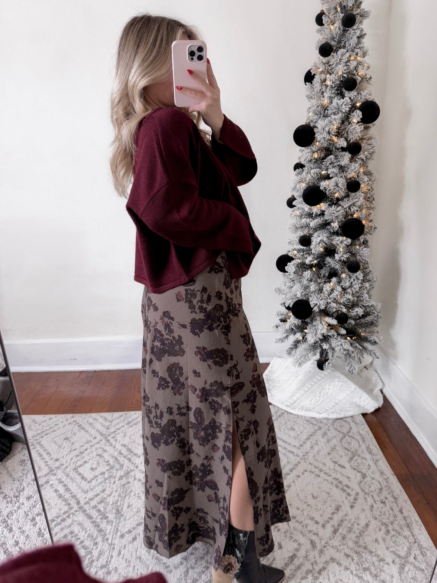 Dark Rosé Maxi Skirt