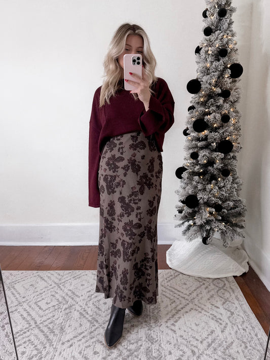 Dark Rosé Maxi Skirt