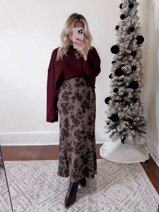 Dark Rosé Maxi Skirt