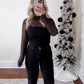 Lace Sheer Layering Top / Black