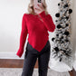 Cherry Ribbed Knit Sweater