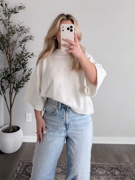 Dewdrop Knit Sweater / Cream