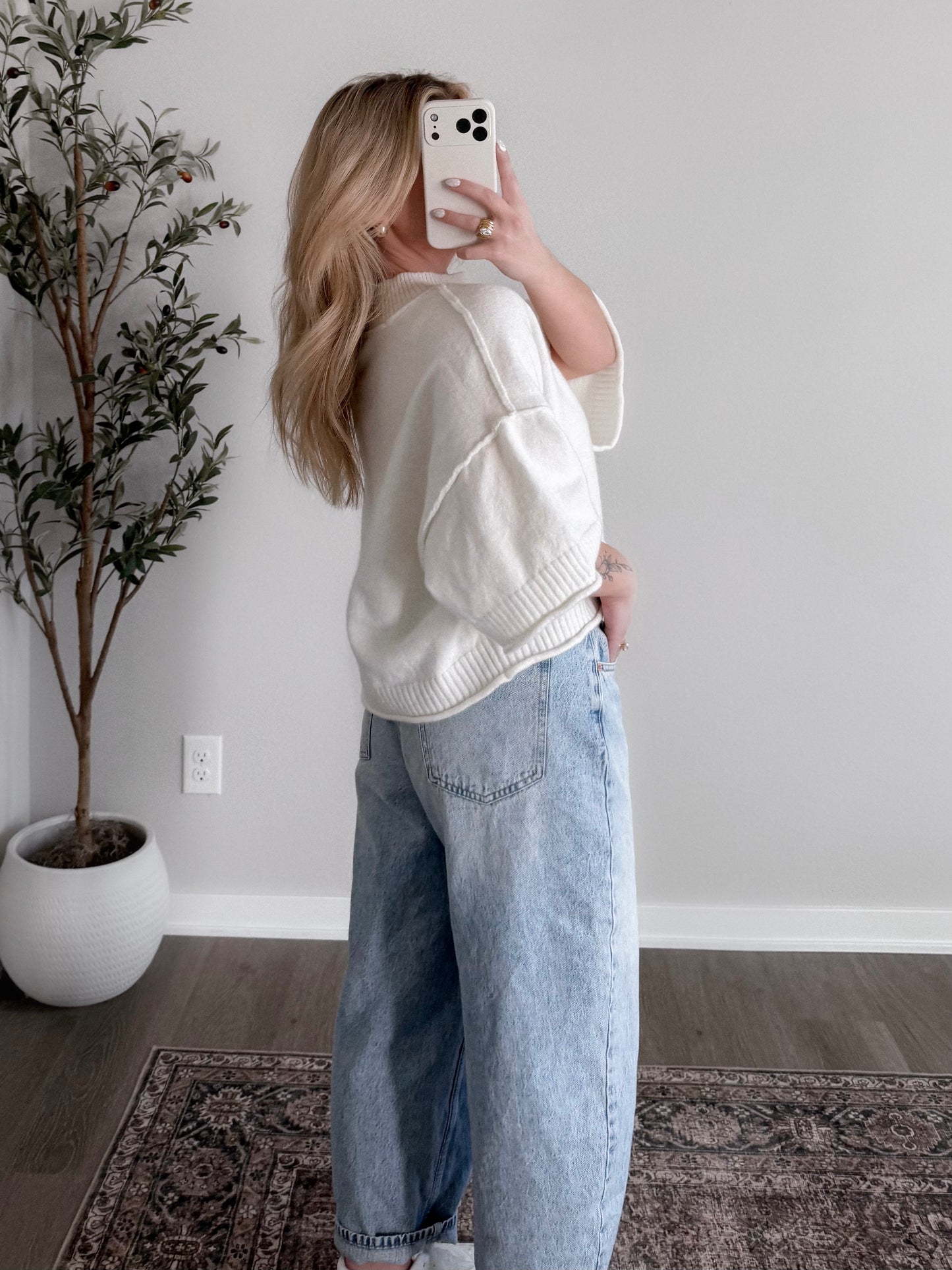 Dewdrop Knit Sweater / Cream