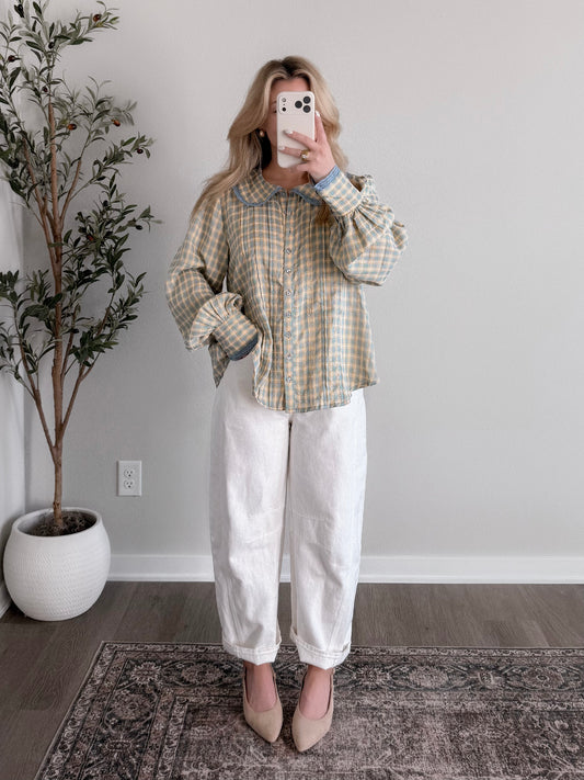 Melody Muse Gingham Top / Yellow Blue Combo