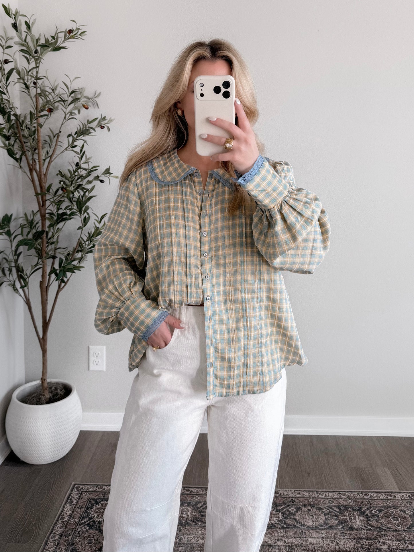 Melody Muse Gingham Top / Yellow Blue Combo