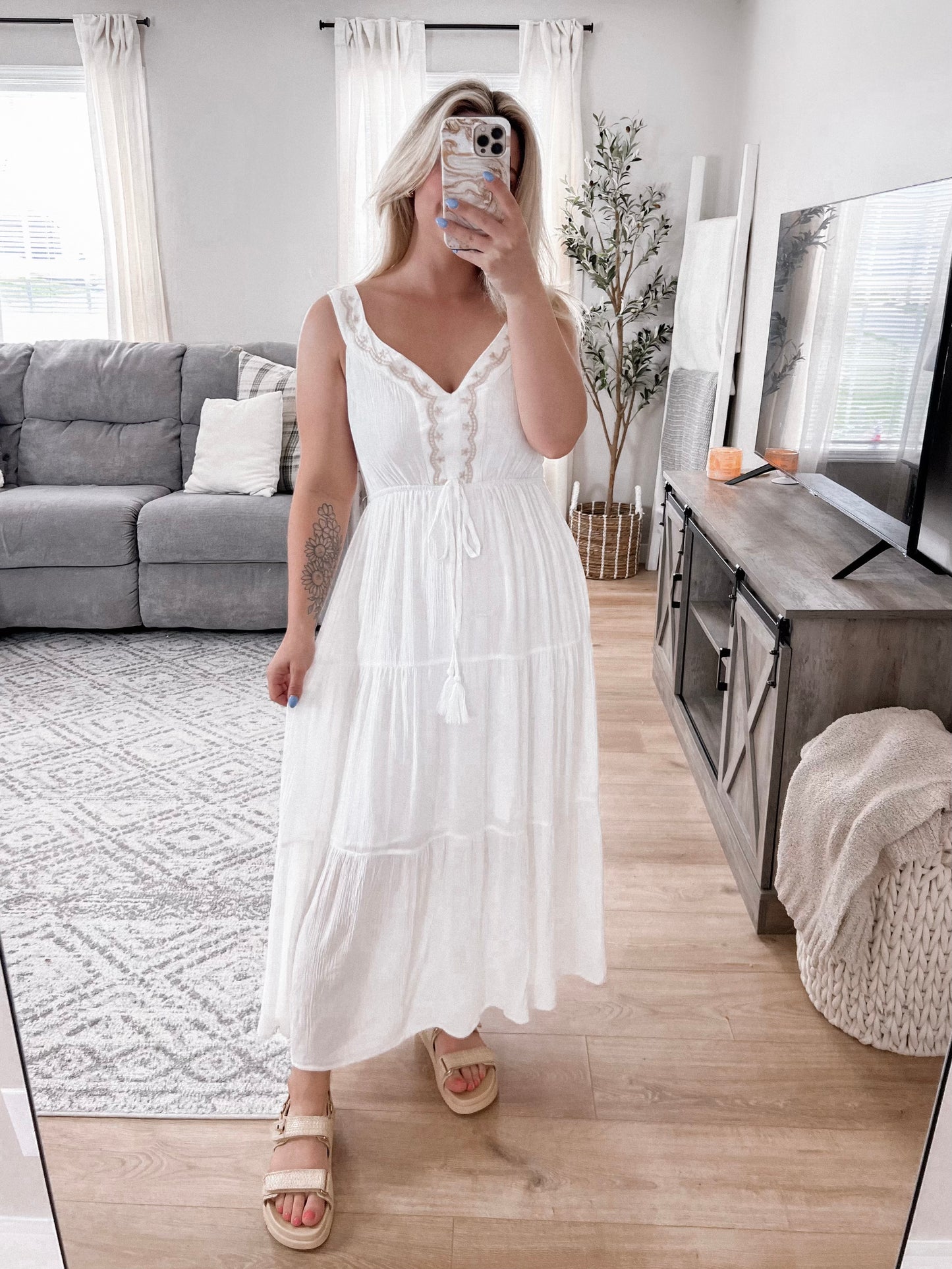 Colleen Embroidered Midi Dress Final Sale