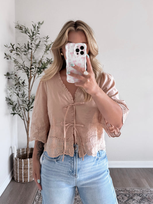 Hollie Embroidered Tie Top