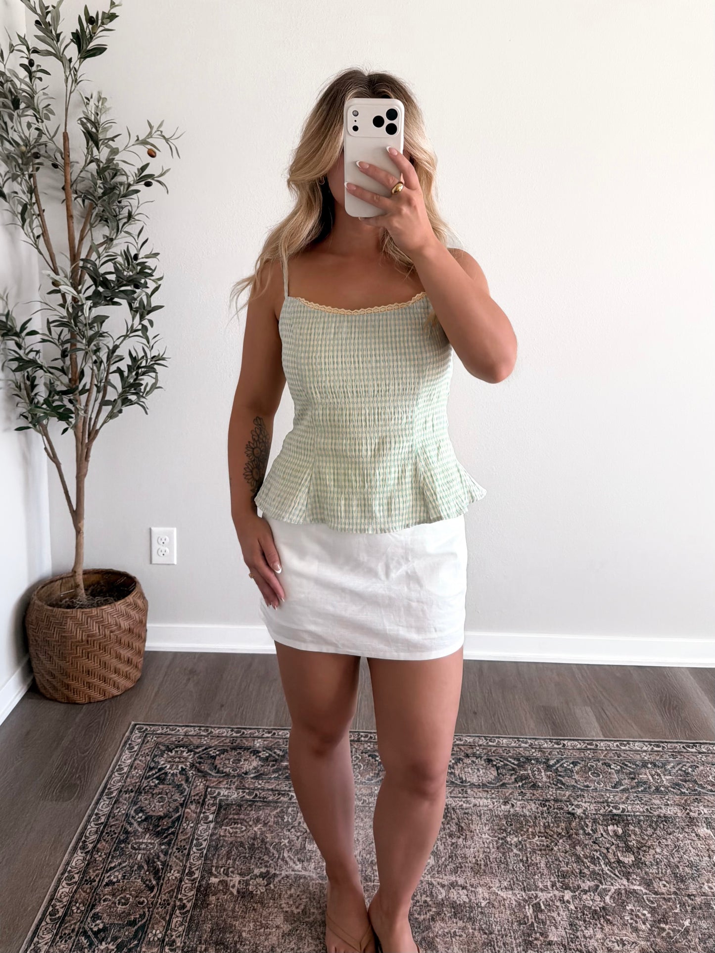 Kennedy White Linen Skort