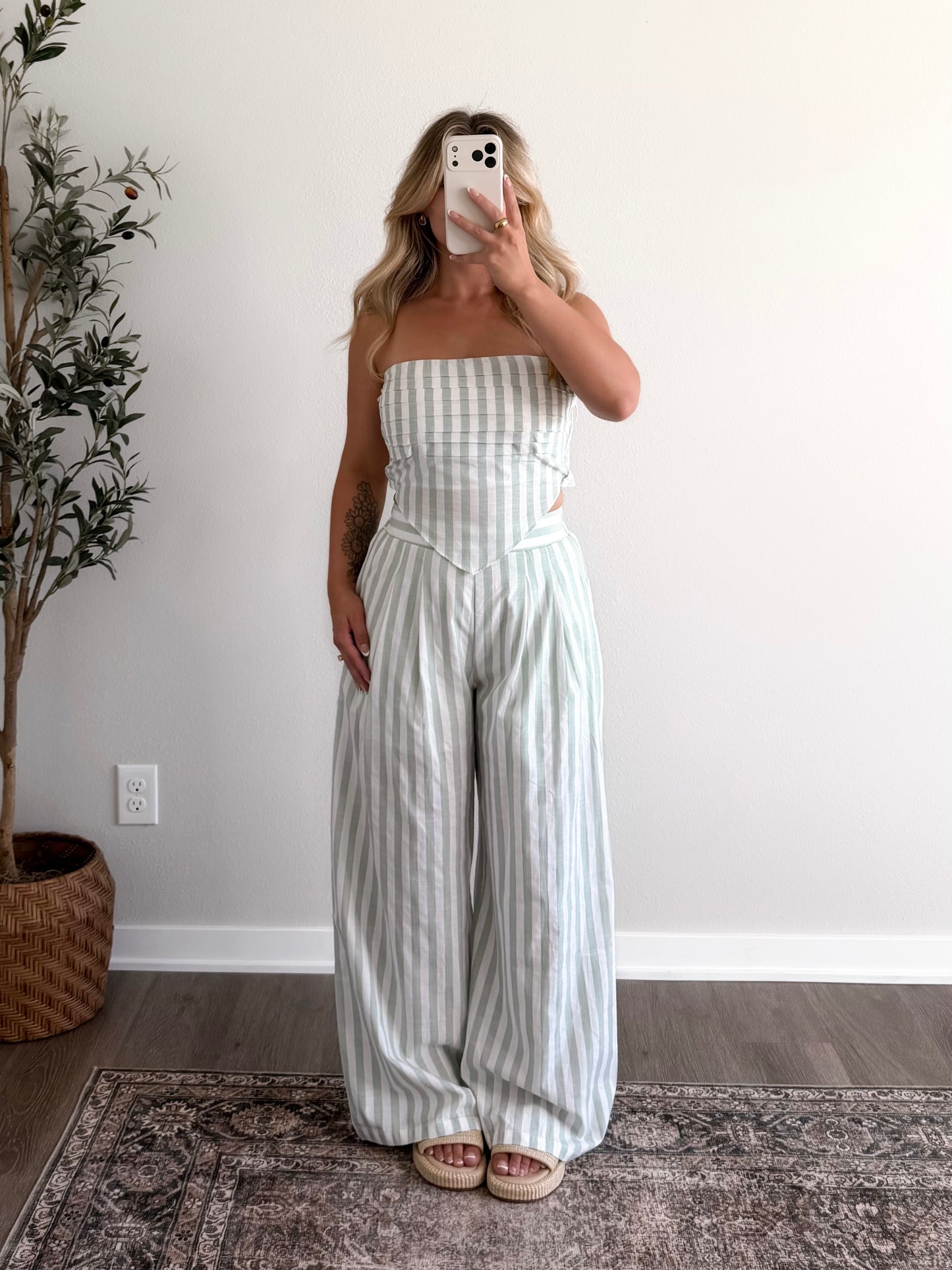 Pistachio Ice Cream Striped Pant Set