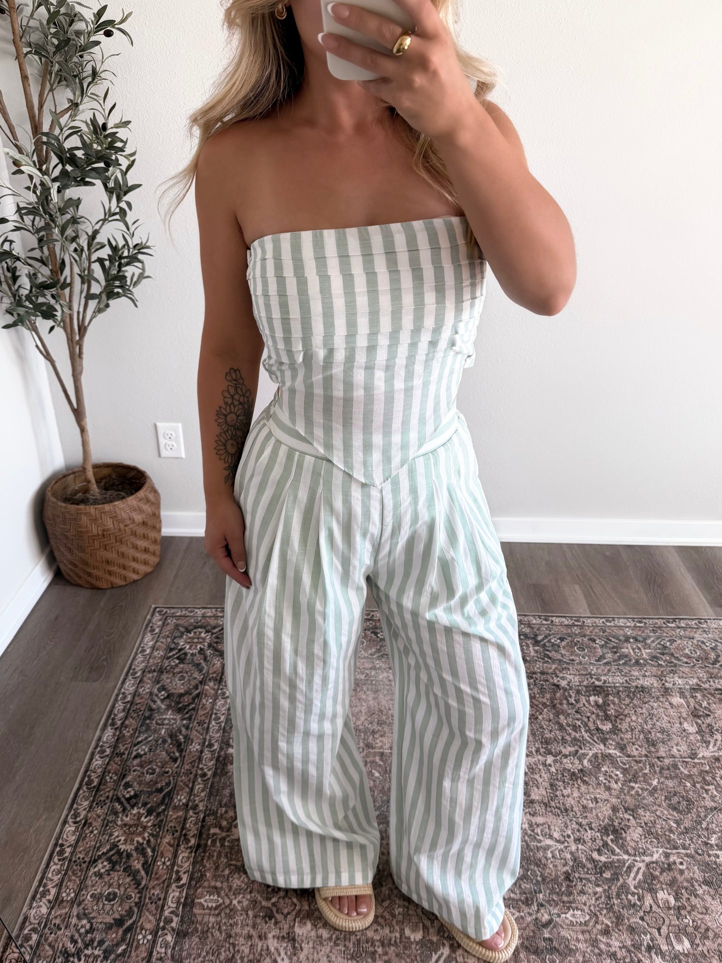 Pistachio Ice Cream Striped Pant Set