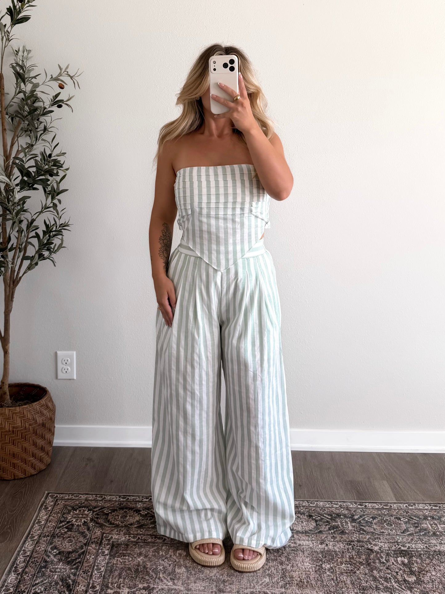 Pistachio Ice Cream Striped Pant Set