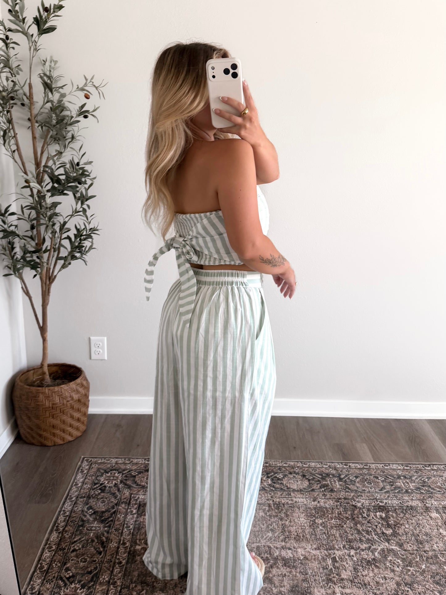 Pistachio Ice Cream Striped Pant Set