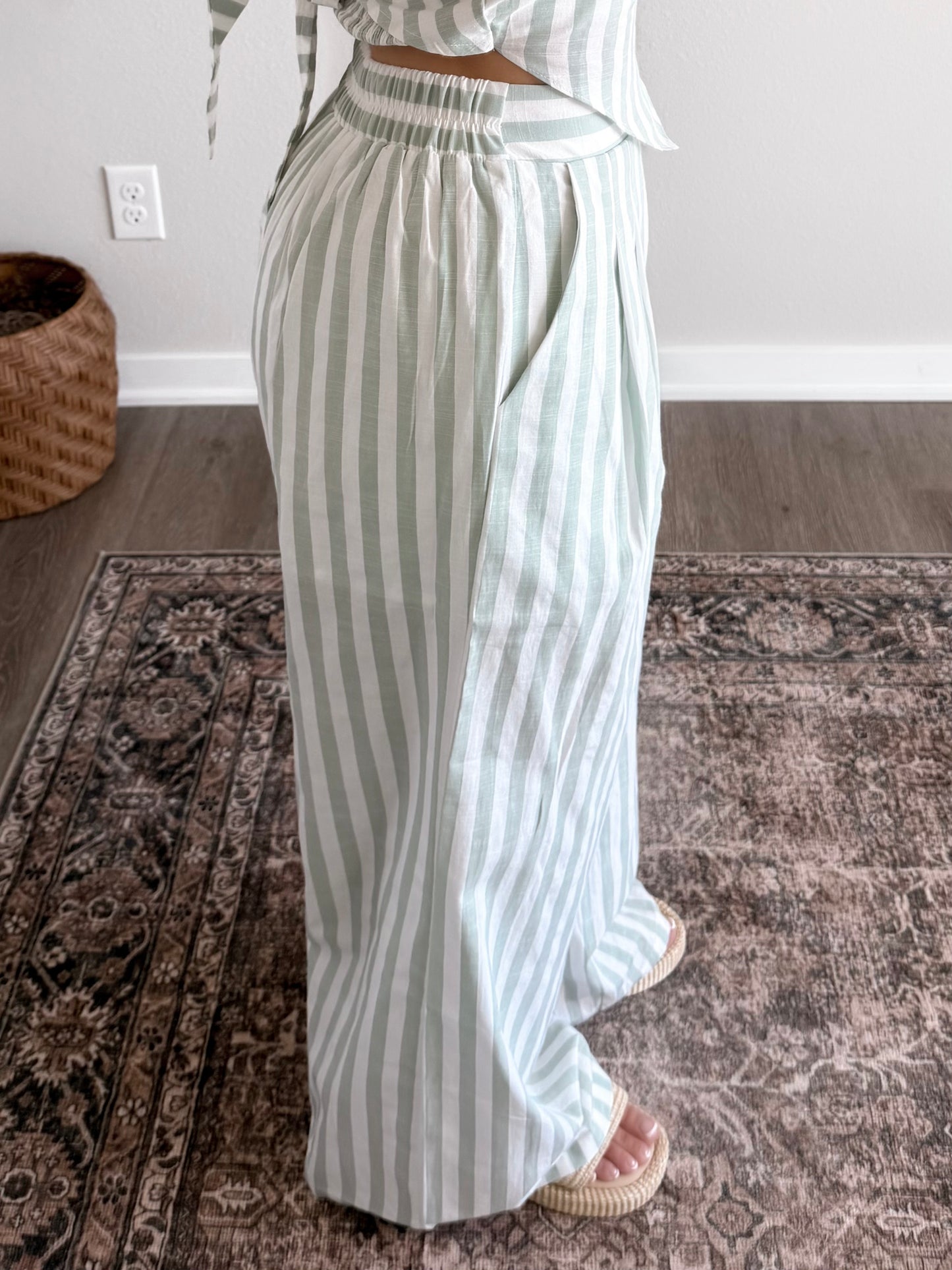Pistachio Ice Cream Striped Pant Set