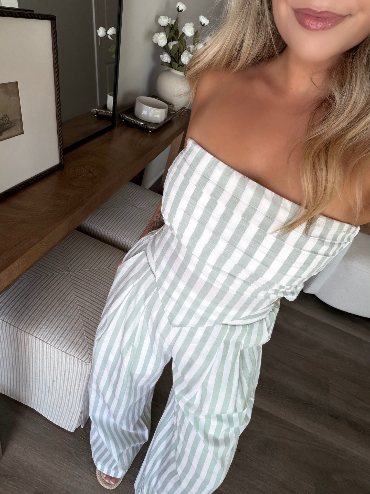 Pistachio Ice Cream Striped Pant Set