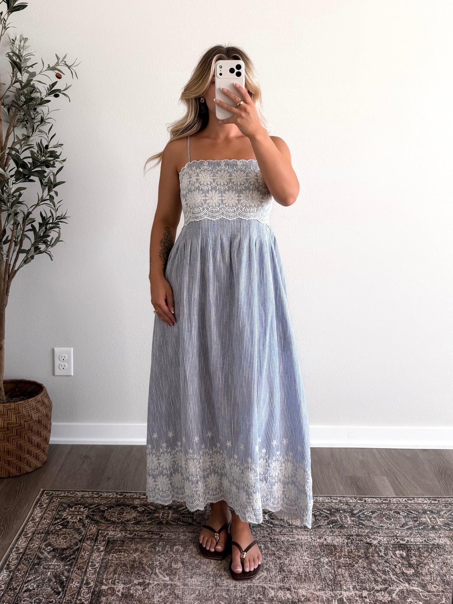 Summer Cottage Embroidered Midi Dress