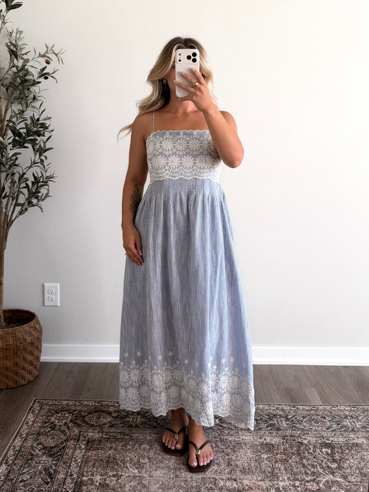 Summer Cottage Embroidered Midi Dress