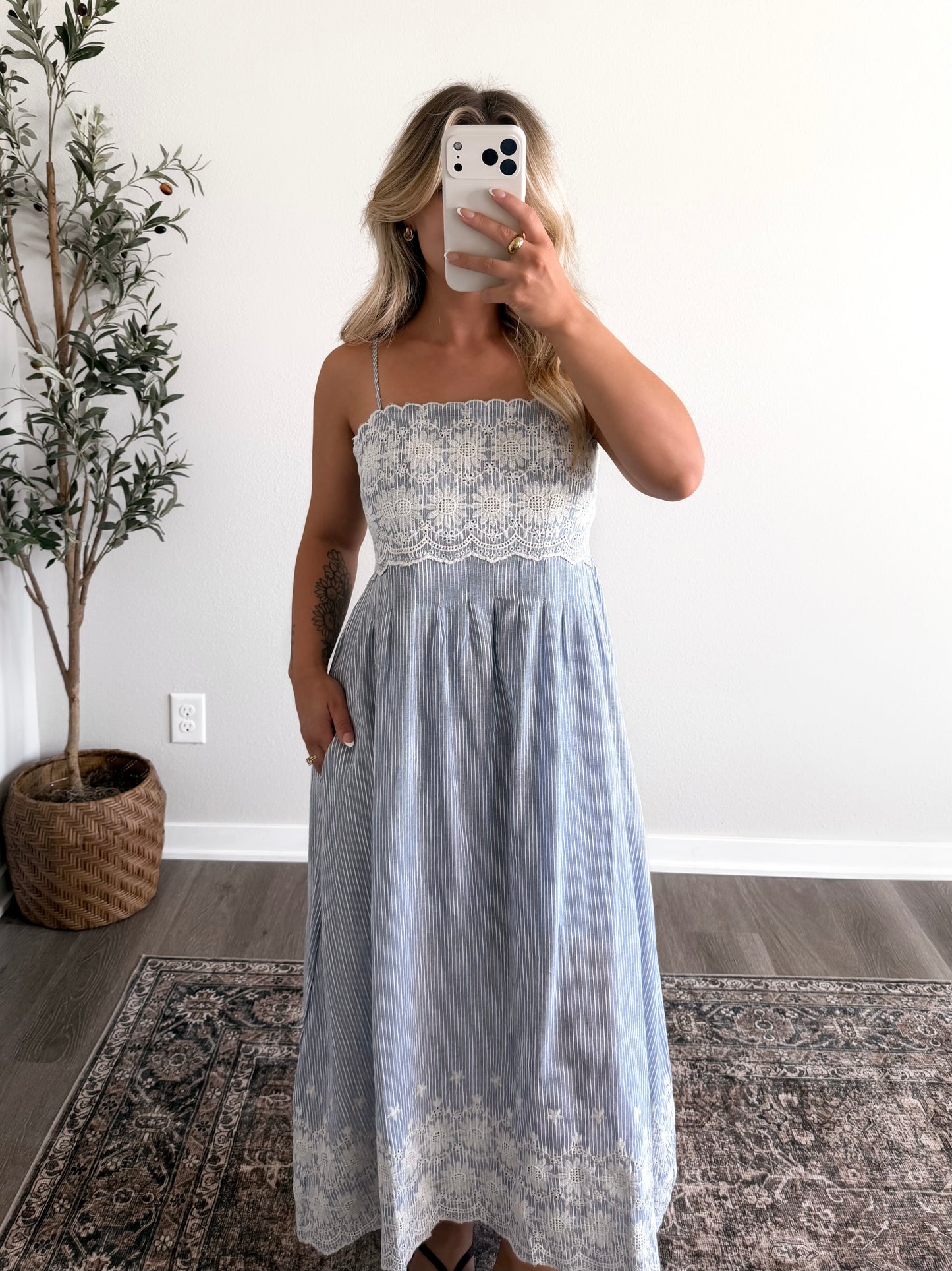 Summer Cottage Embroidered Midi Dress