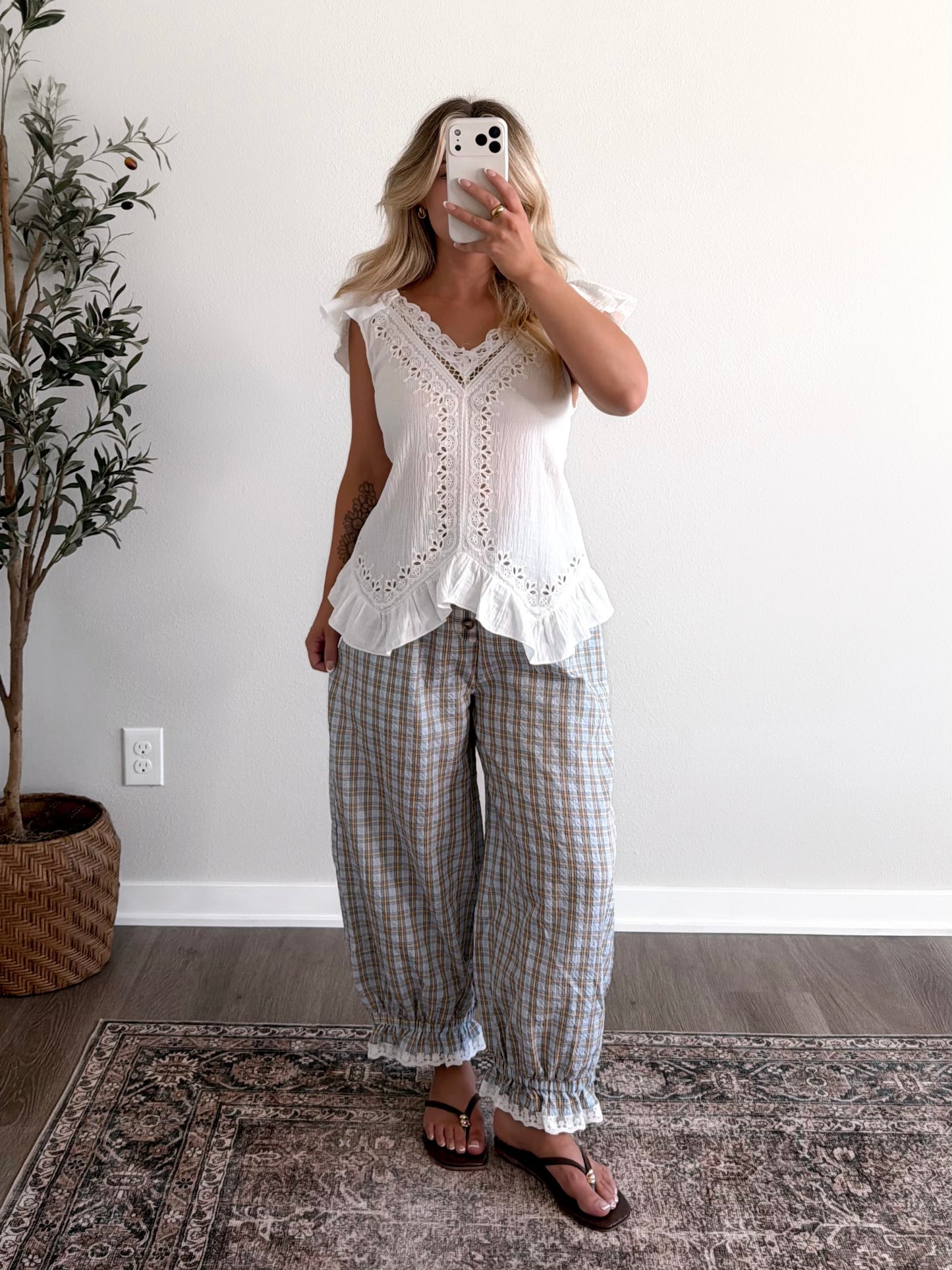 Phoebe Eyelet White Top