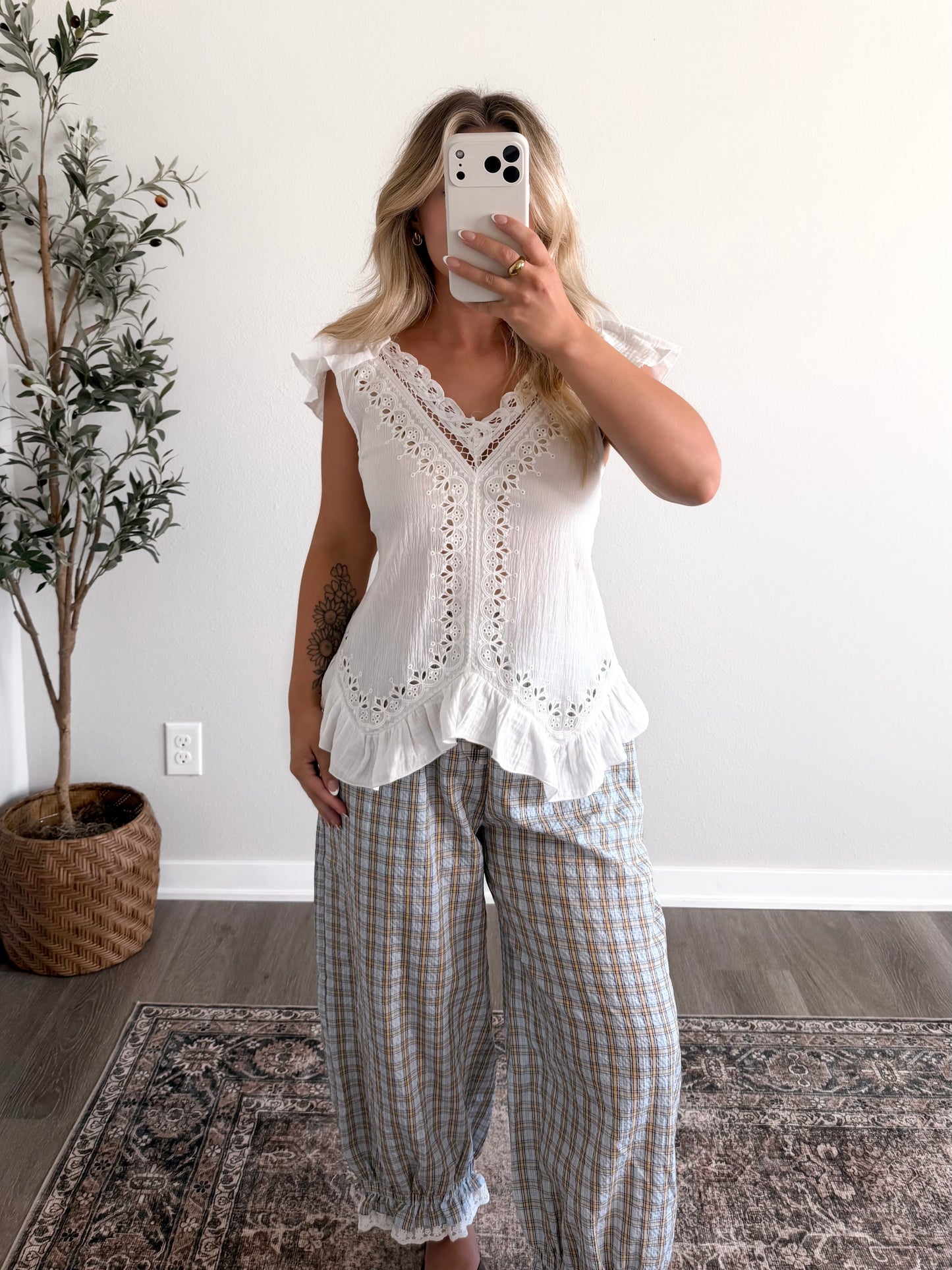 Phoebe Eyelet White Top