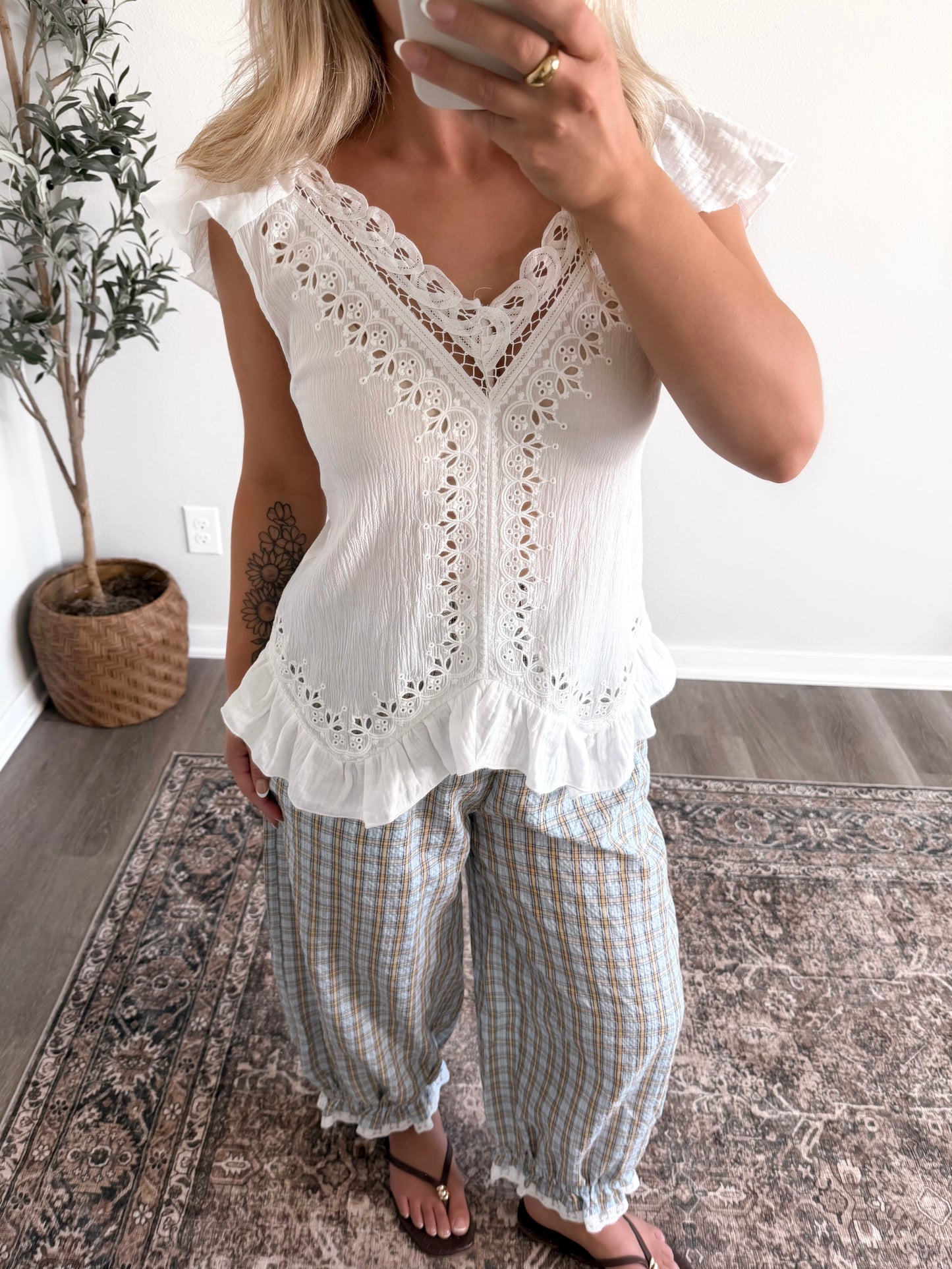 Phoebe Eyelet White Top