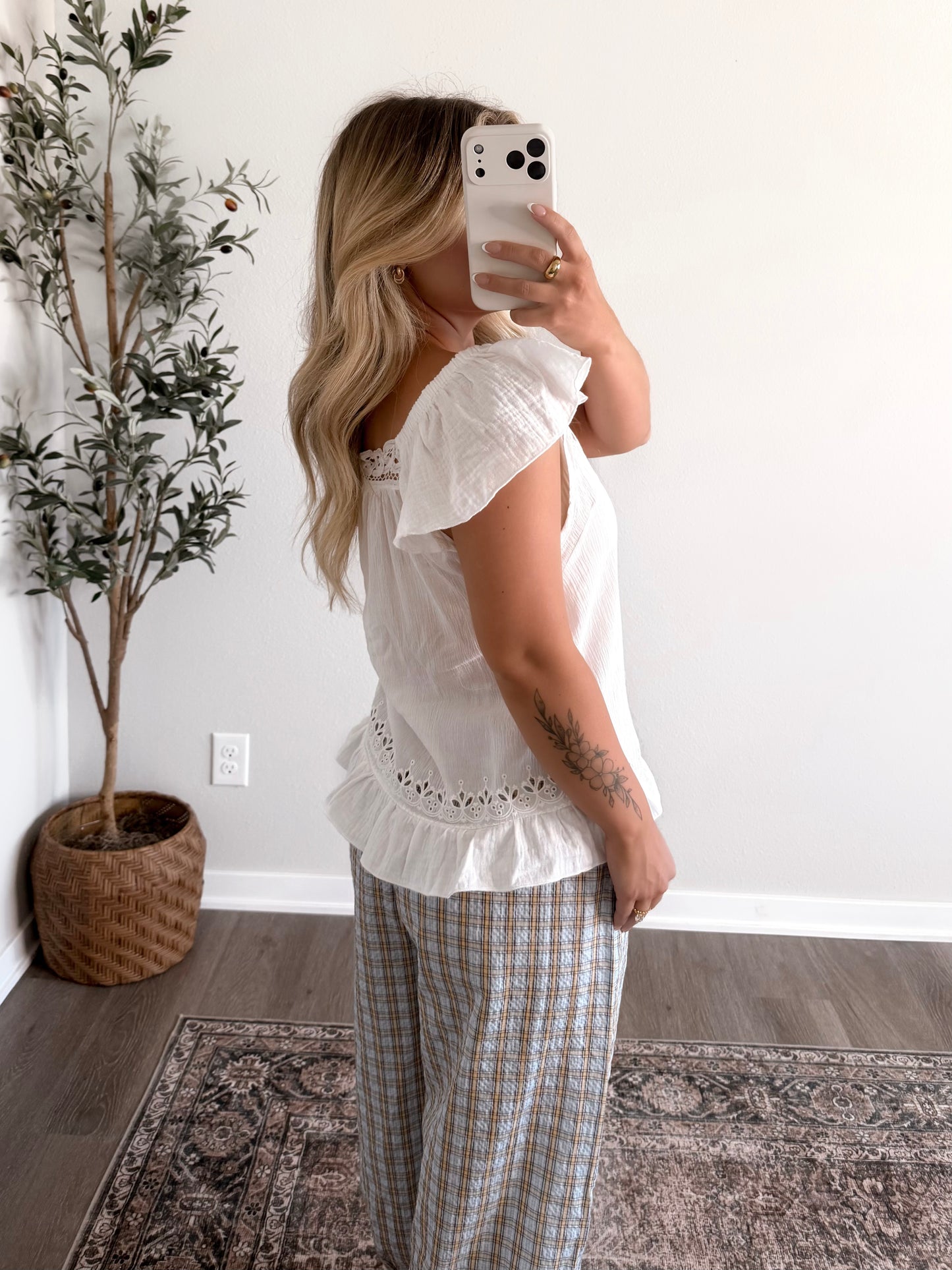 Phoebe Eyelet White Top