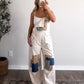 Roam Free Patchwork Barrel Overalls