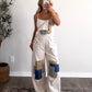 Roam Free Patchwork Barrel Overalls