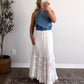 Evermore Tiered Midi Skirt / White
