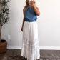 Evermore Tiered Midi Skirt / White