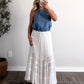 Evermore Tiered Midi Skirt / White