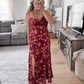 Burgundy Love Floral Midi Dress