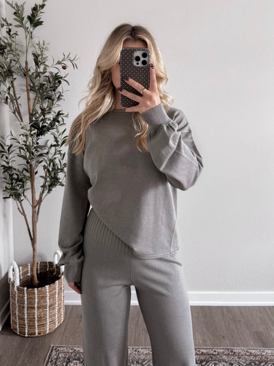 Rest Foldover Knit Pant Set / Ash Olive