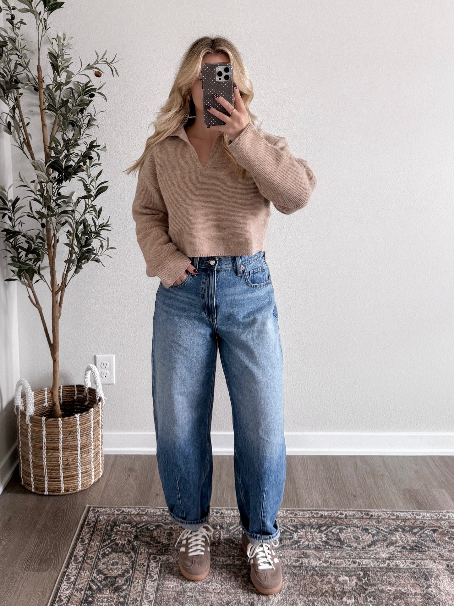 Coffee Date Cropped Knit Sweater