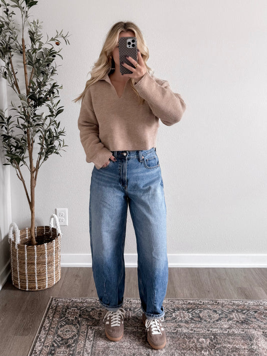 Coffee Date Cropped Knit Sweater