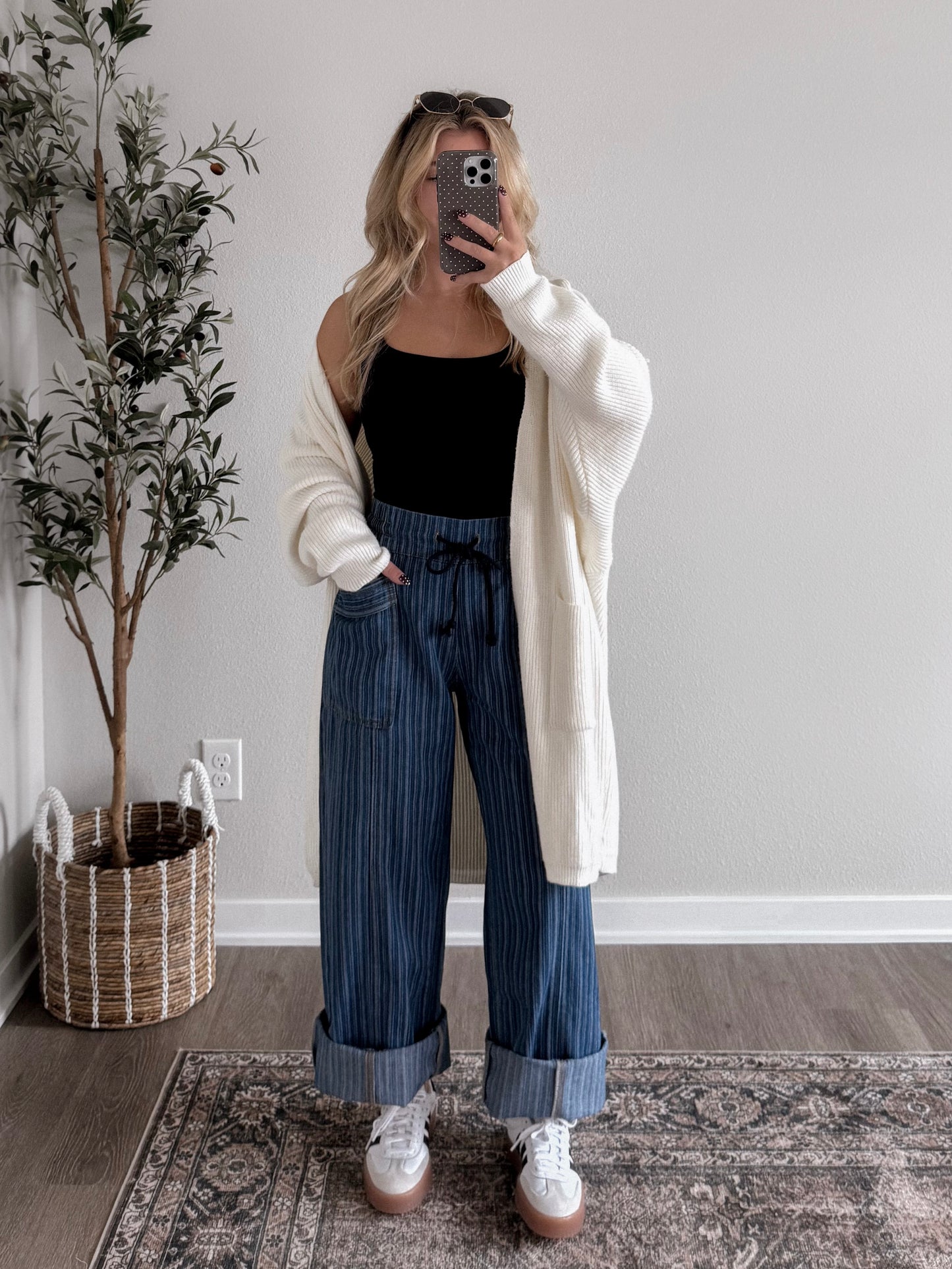 Drew Pinstripe Pant / Dark Denim