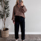 Fall Ribbed Half Zip Sweater / Brown