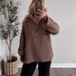 Fall Ribbed Half Zip Sweater / Brown