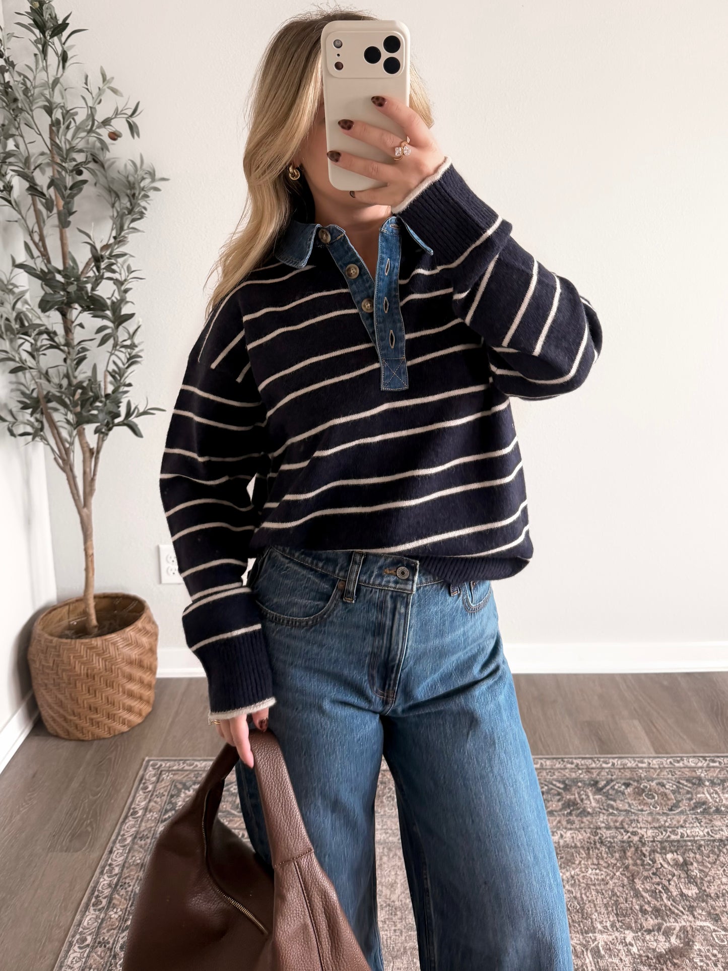 Fall Semester Denim Collar Sweater