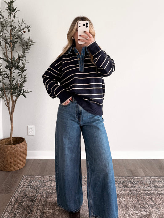 Fall Semester Denim Collar Sweater