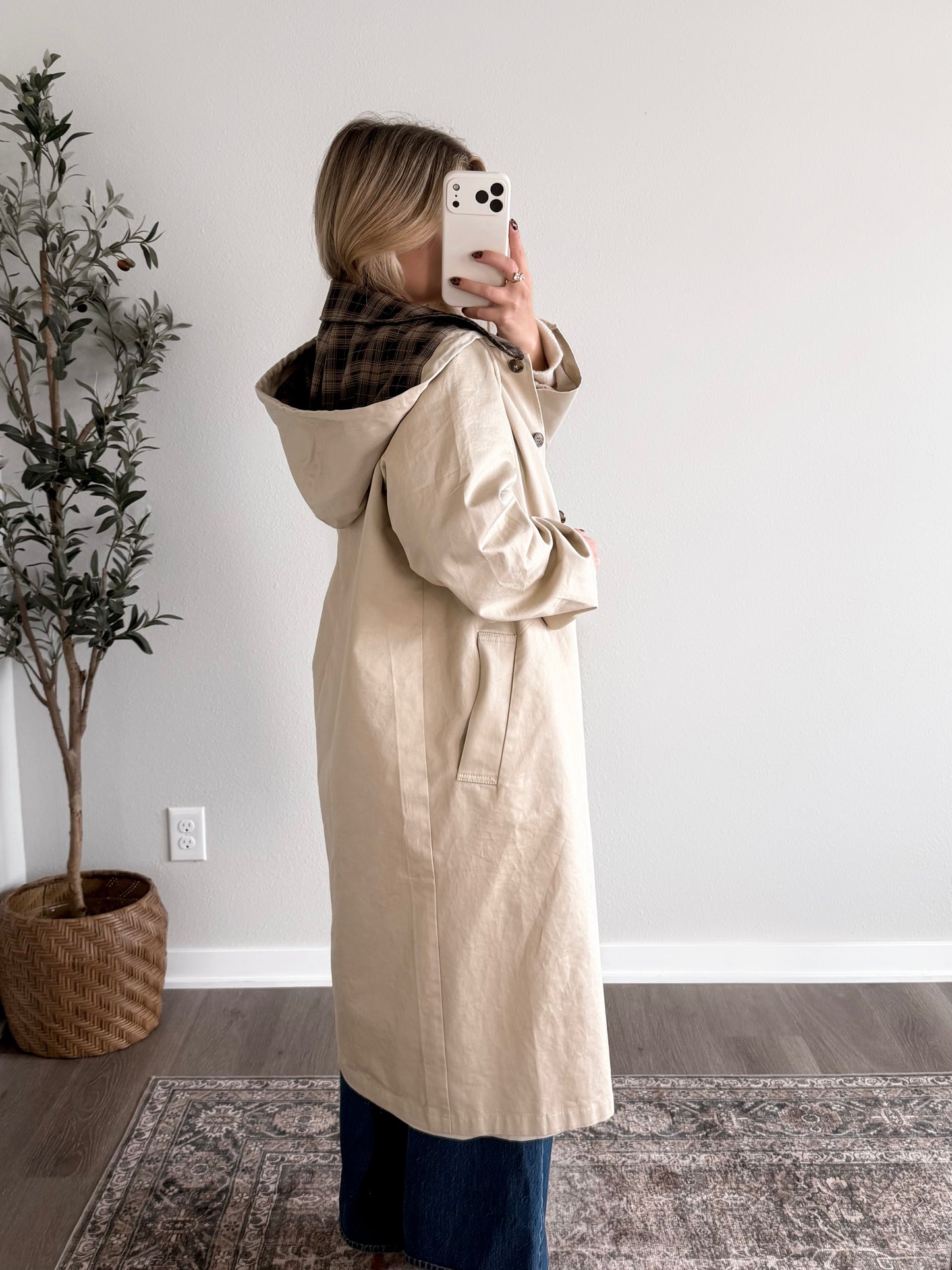 October Commute Plaid Collared Trench