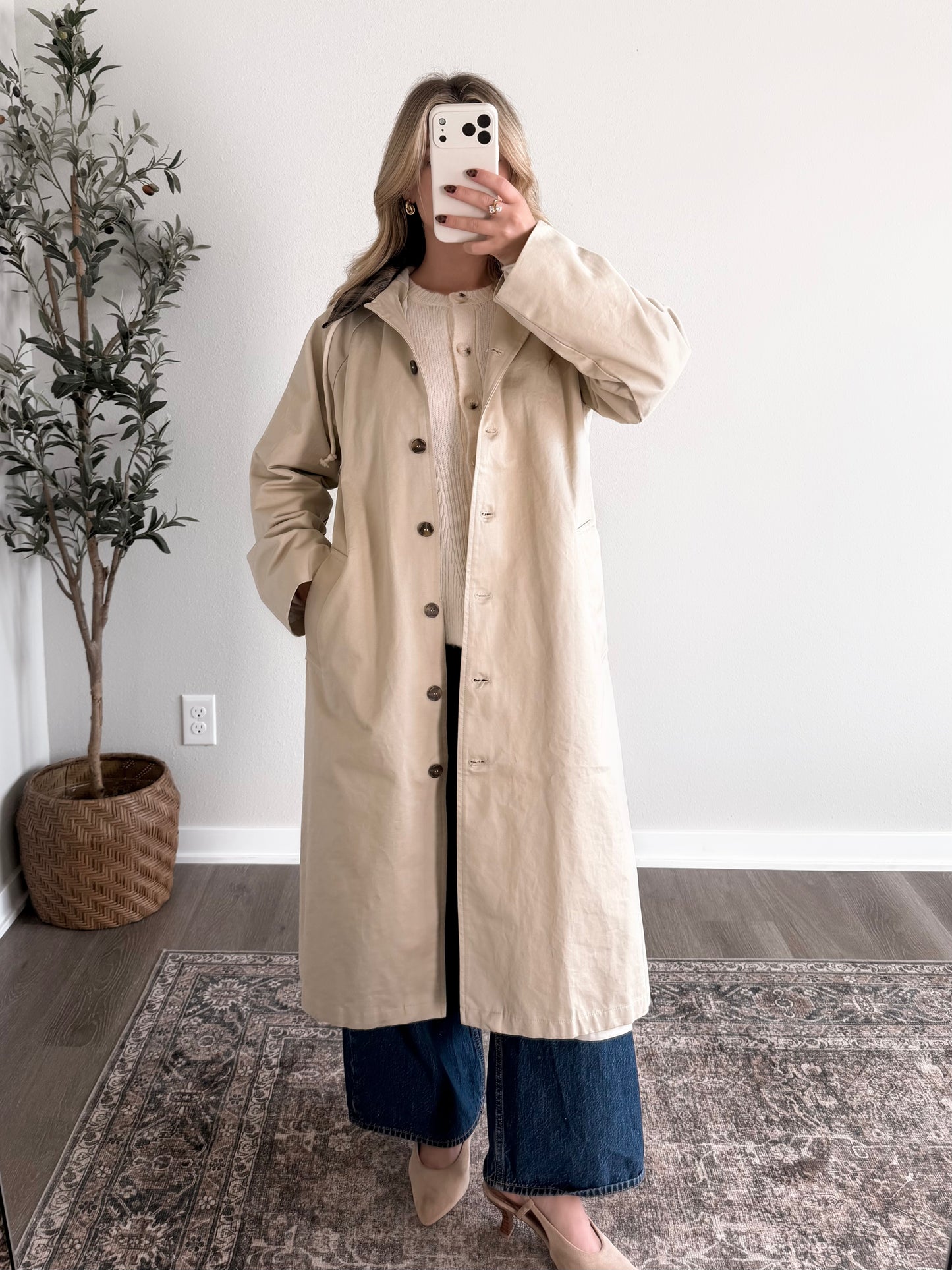 October Commute Plaid Collared Trench