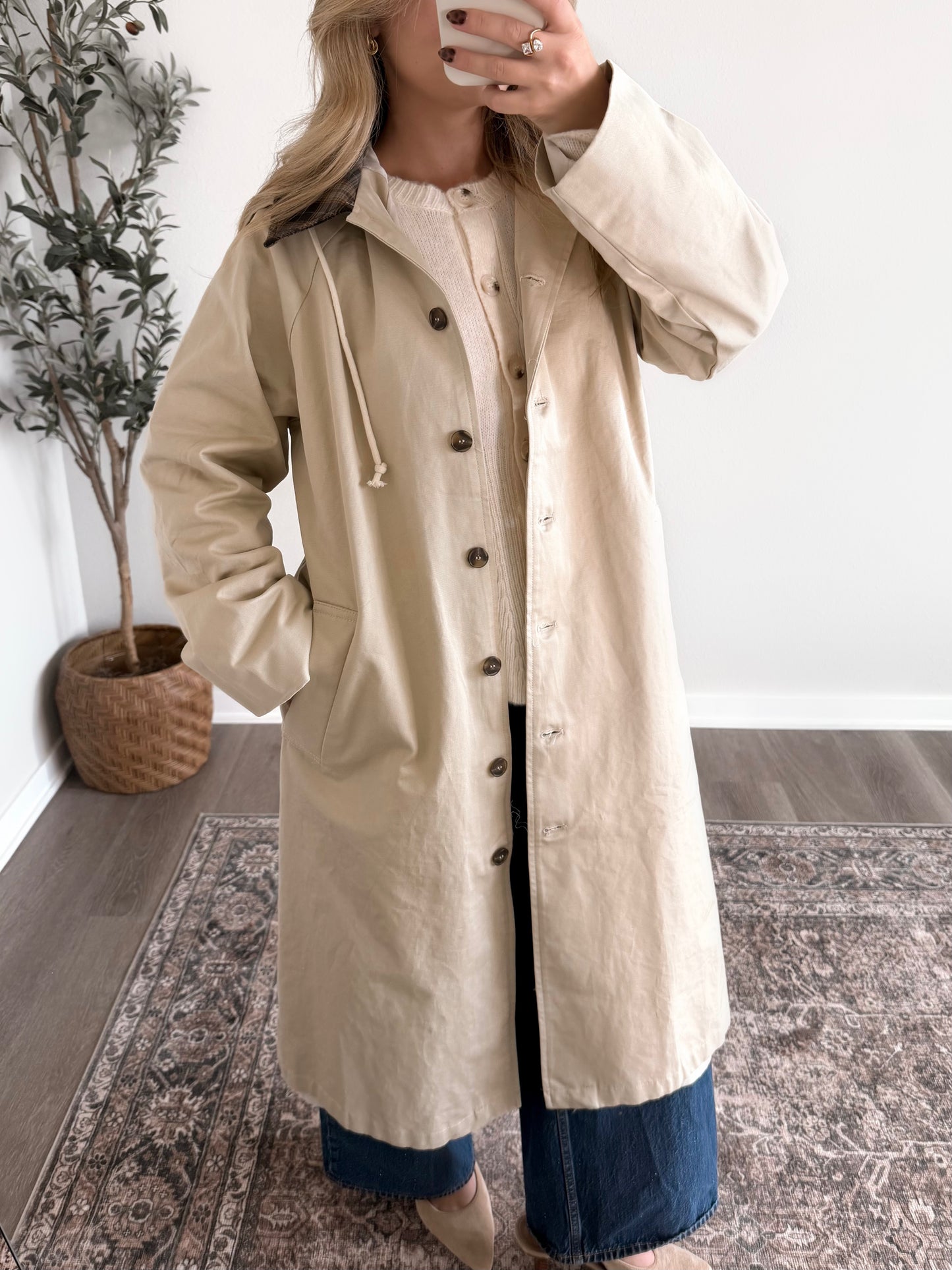 October Commute Plaid Collared Trench