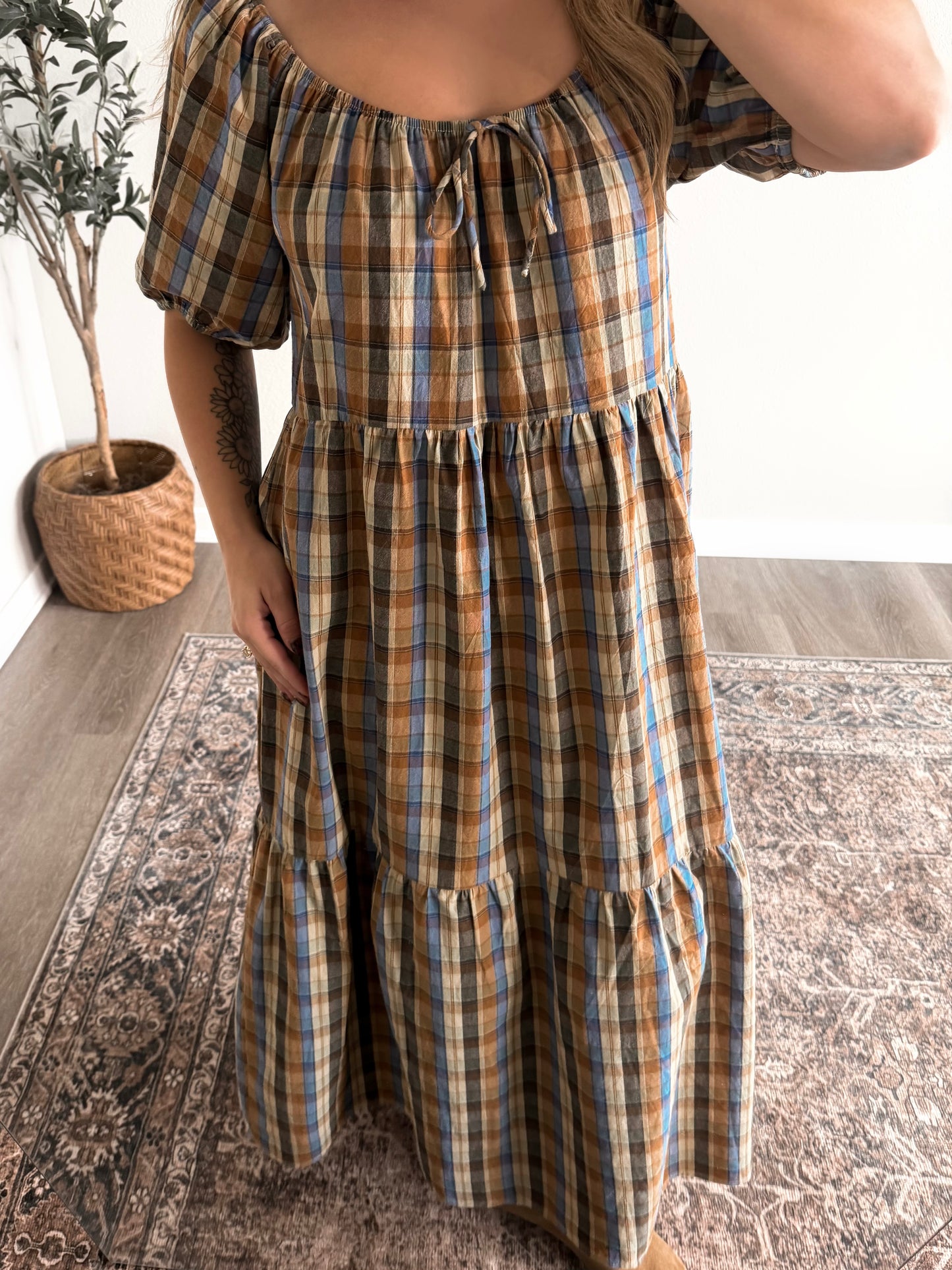 Fall Tradition Plaid Midi Dress