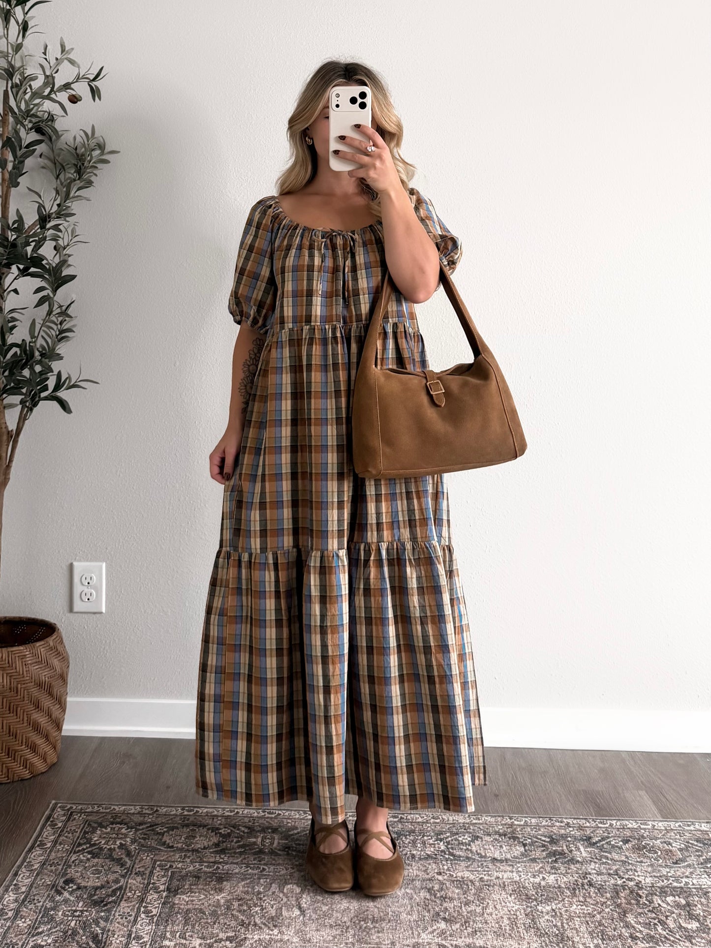 Fall Tradition Plaid Midi Dress