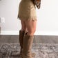 Butter Pecan Lace Suede Skort