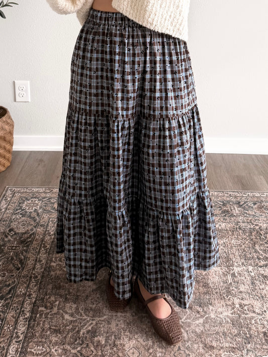 Country Kin Gingham Midi Skirt