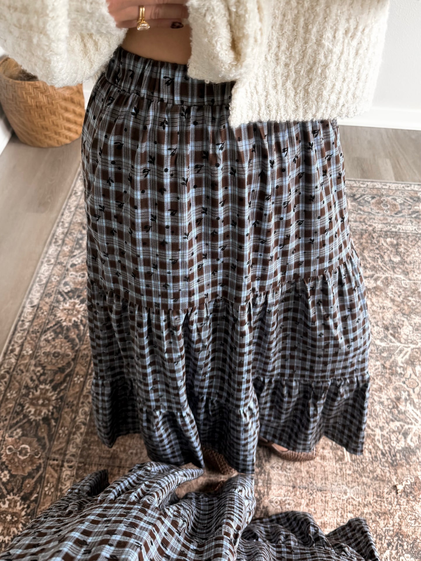 Country Kin Gingham Midi Skirt
